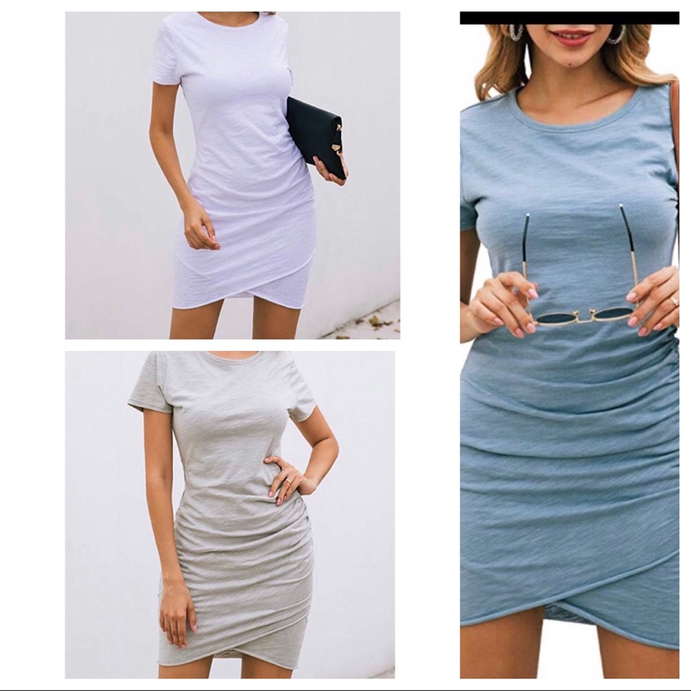 💕3 for 25.00 💕Ruched  T Shirt Short Mini Dresses
